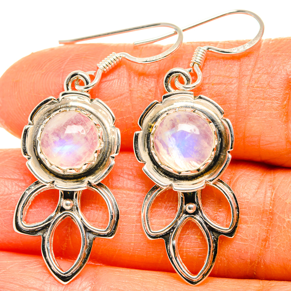 Rainbow Moonstone Earrings handcrafted by Anasilvercos - EARR427306