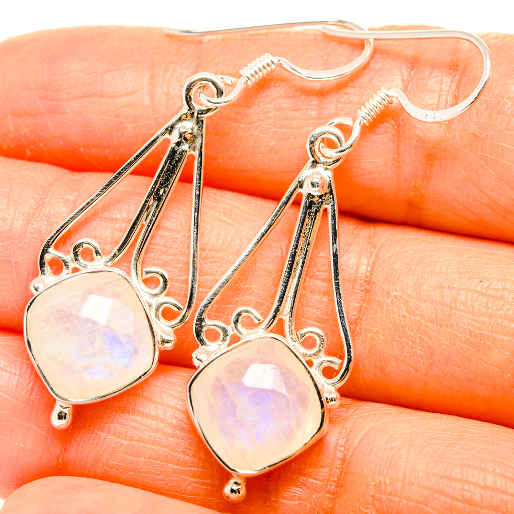 Rainbow Moonstone Earrings handcrafted by Anasilvercos - EARR427311