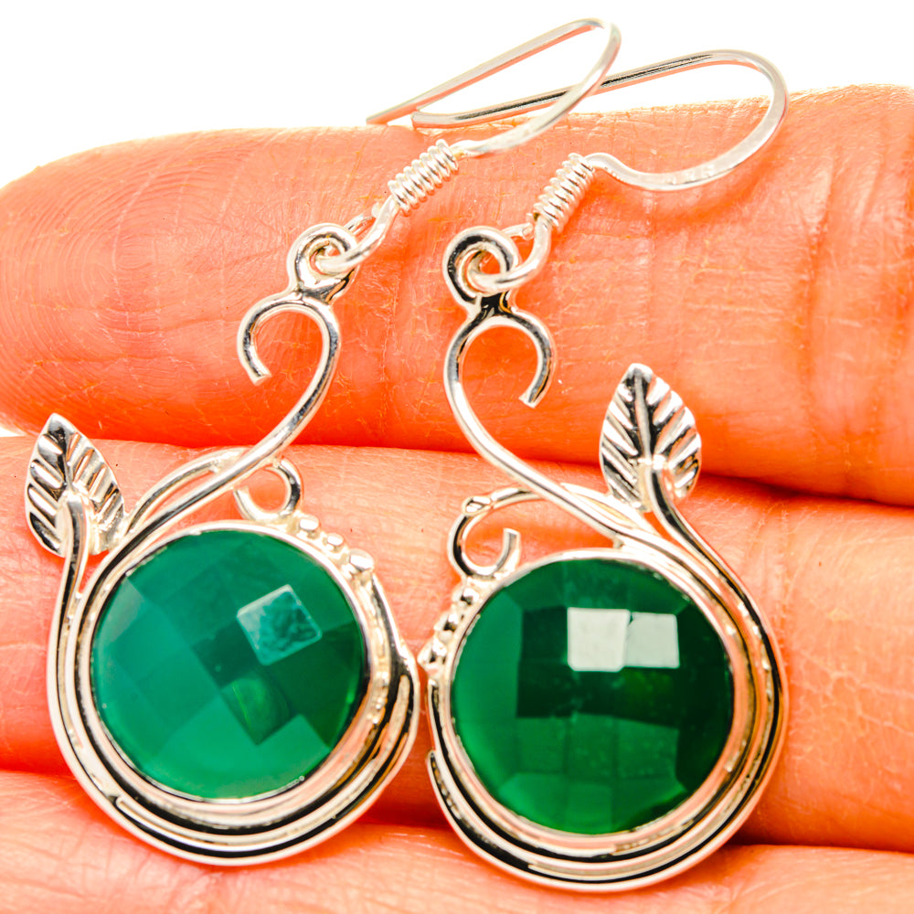 Green Onyx Earrings handcrafted by Anasilvercos - EARR427317