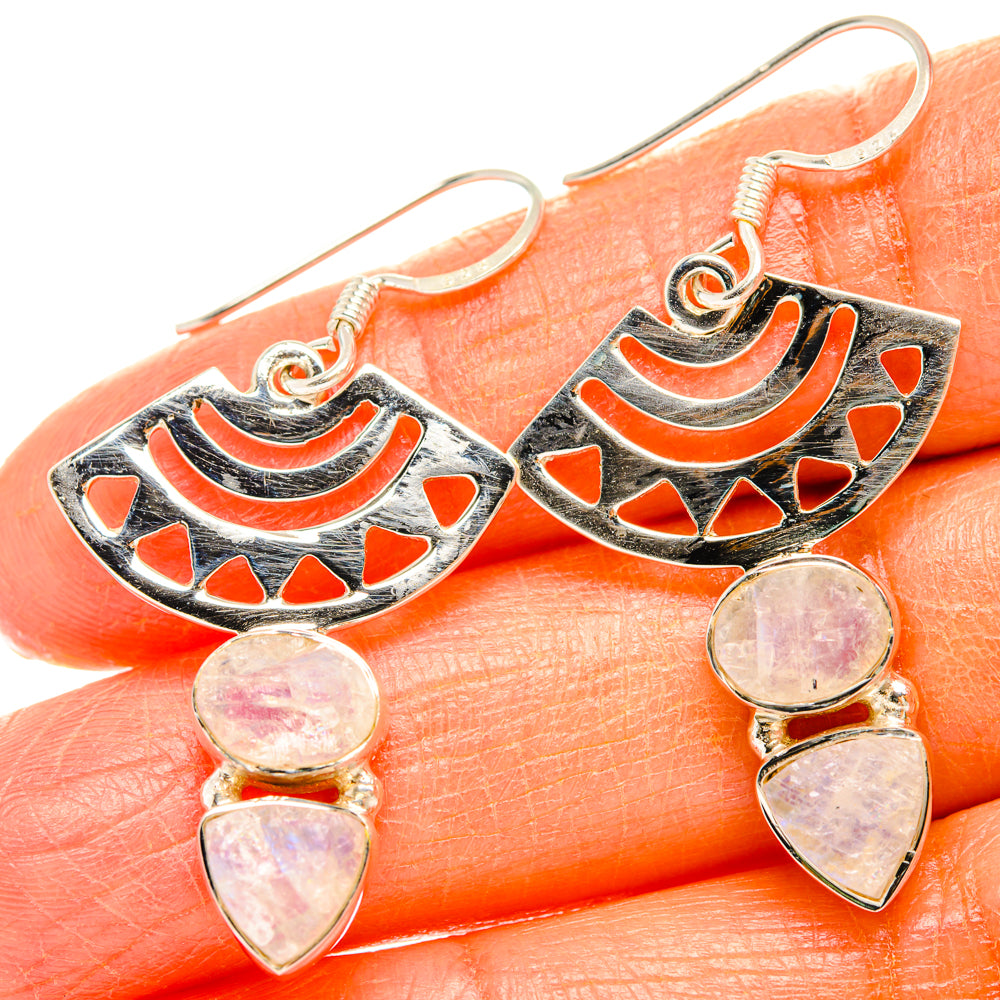Rainbow Moonstone Earrings handcrafted by Anasilvercos - EARR427329