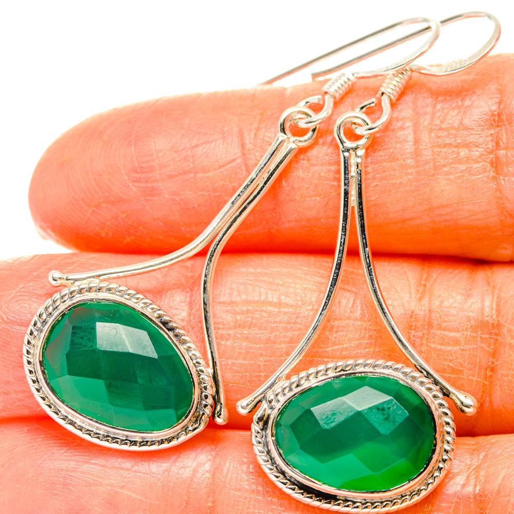 Green Onyx Earrings handcrafted by Anasilvercos - EARR427332