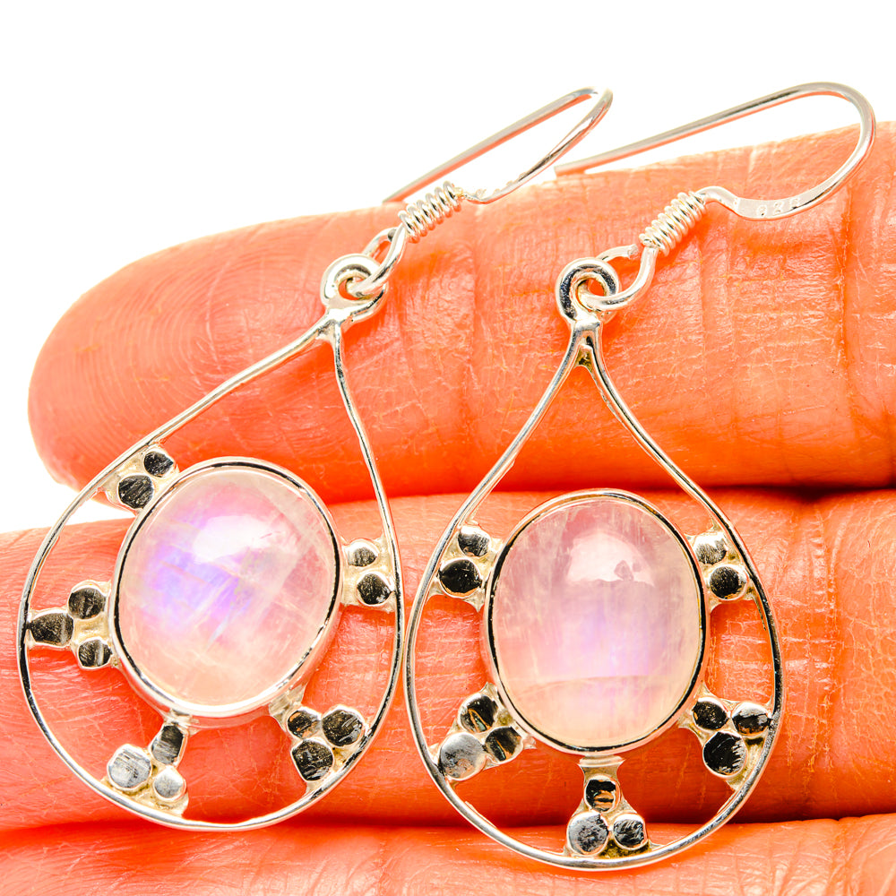 Rainbow Moonstone Earrings handcrafted by Anasilvercos - EARR427338