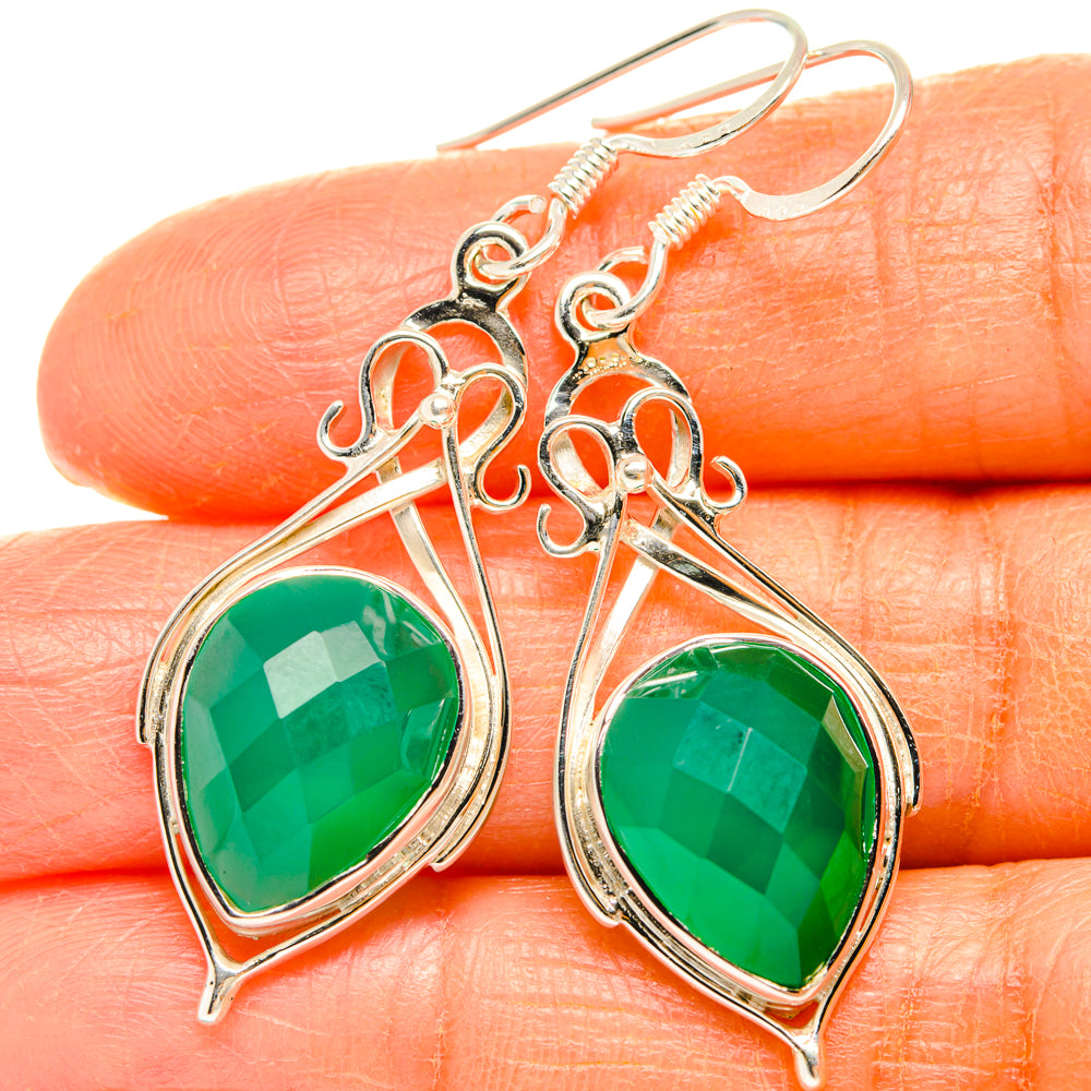 Green Onyx Earrings handcrafted by Anasilvercos - EARR427345