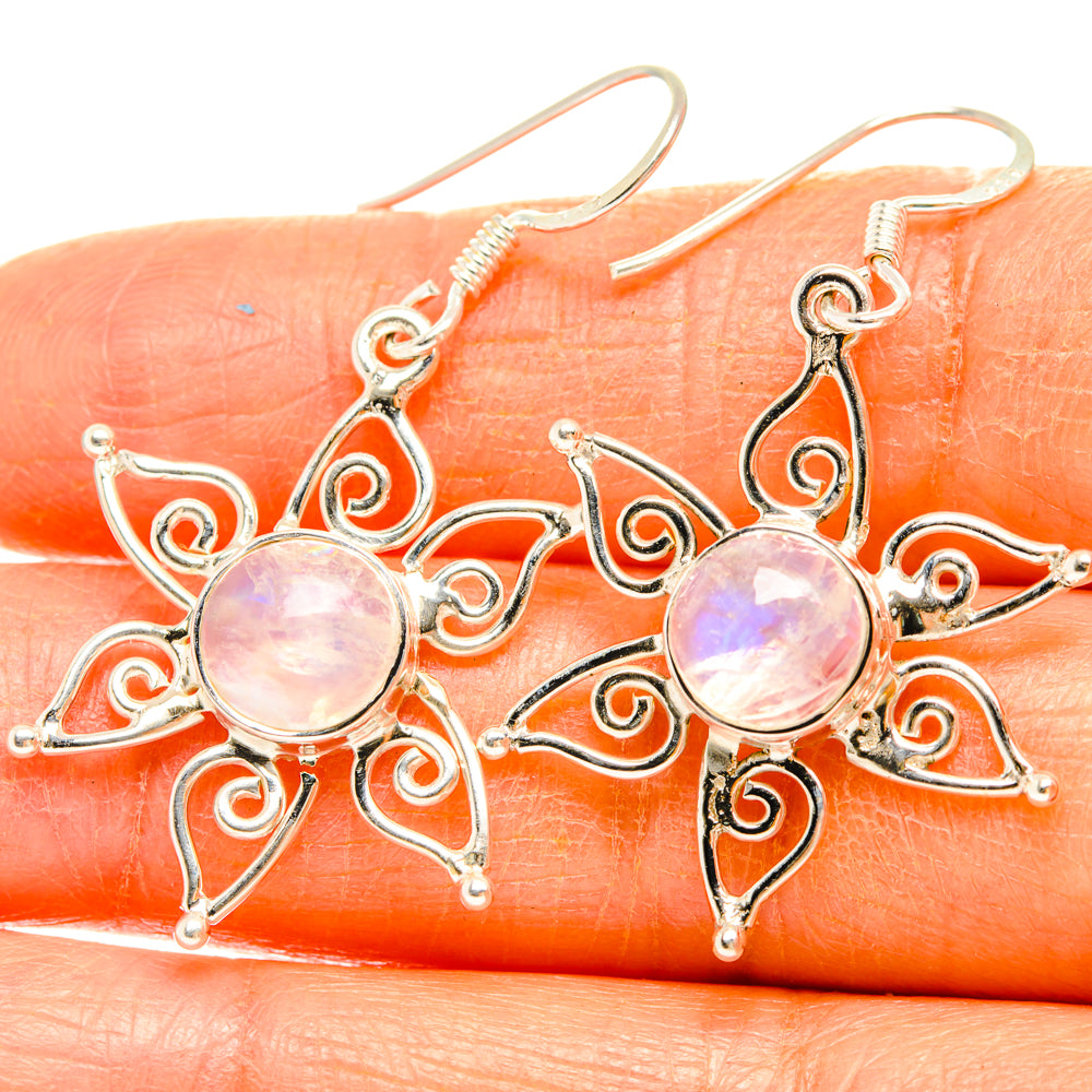 Rainbow Moonstone Earrings handcrafted by Anasilvercos - EARR427350