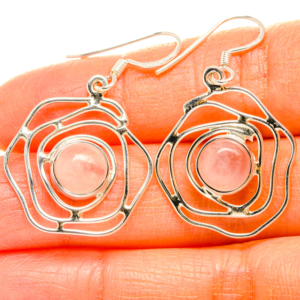 Rose Quartz Earrings handcrafted by Anasilvercos - EARR427361