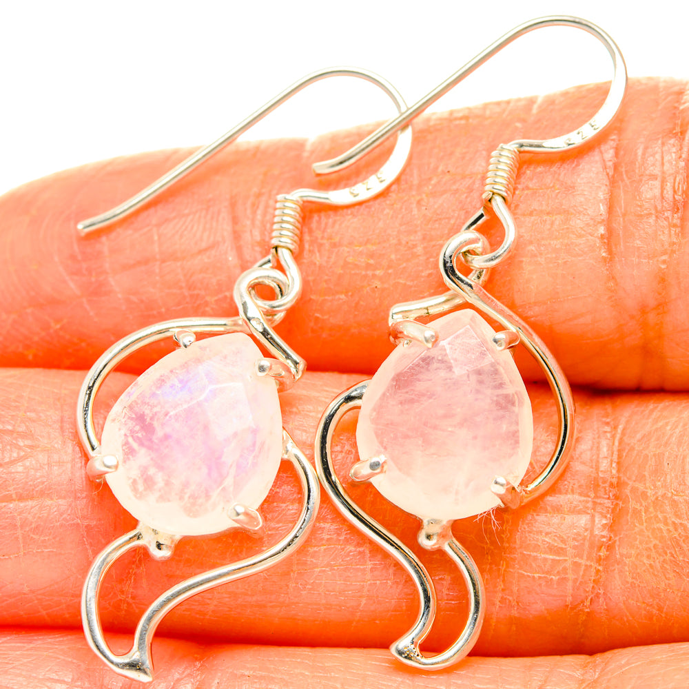 Rainbow Moonstone Earrings handcrafted by Anasilvercos - EARR427363