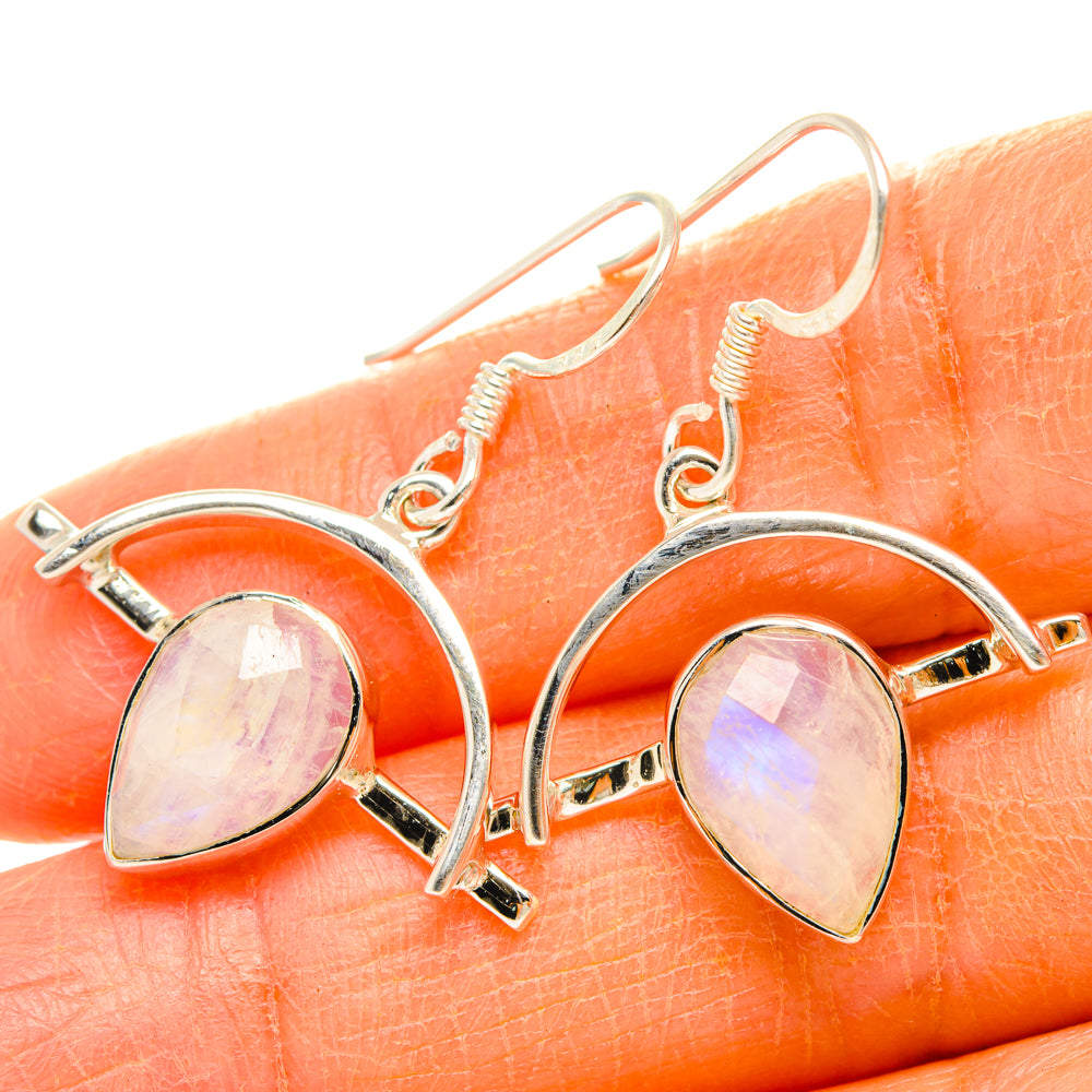 Rainbow Moonstone Earrings handcrafted by Anasilvercos - EARR427373