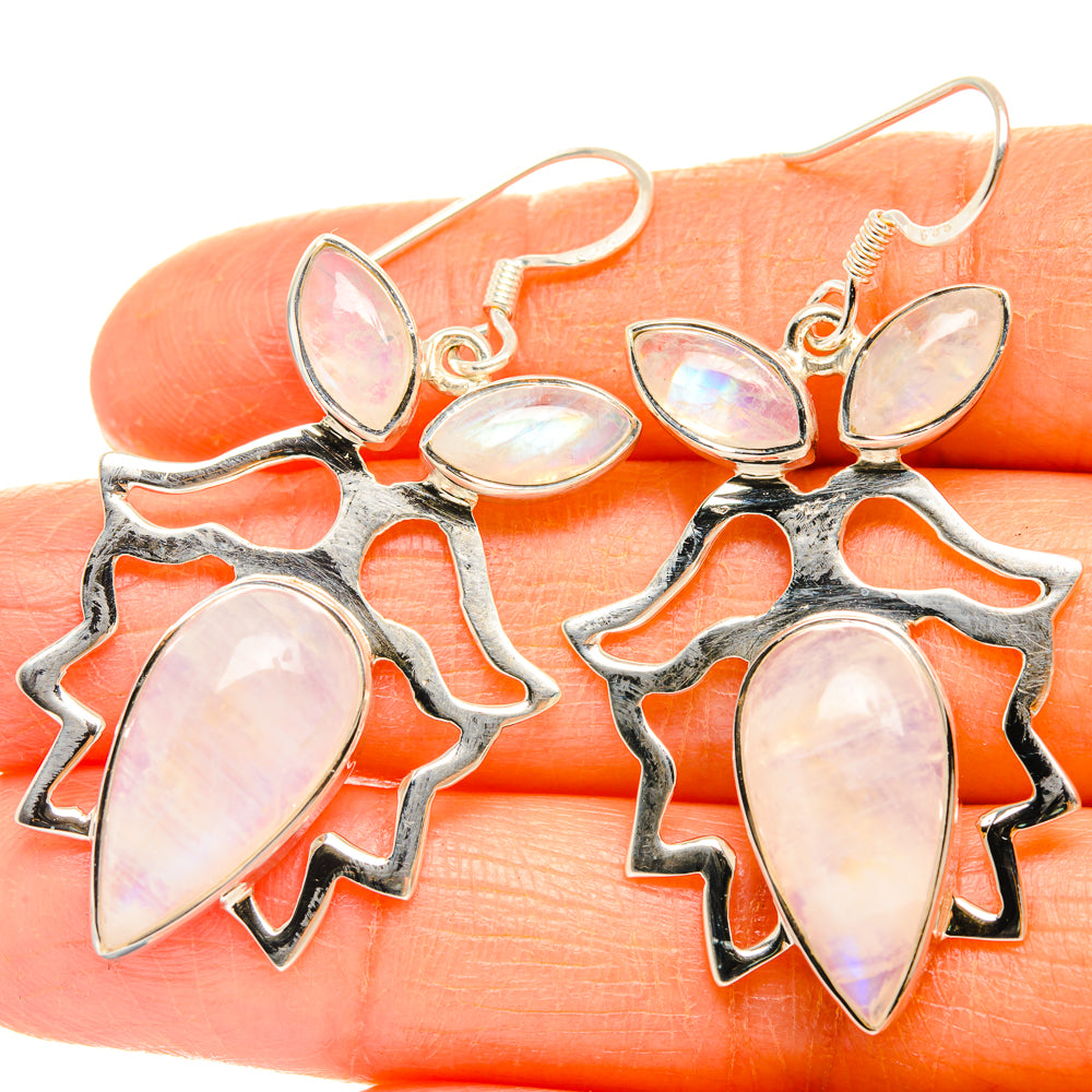 Rainbow Moonstone Earrings handcrafted by Anasilvercos - EARR427377