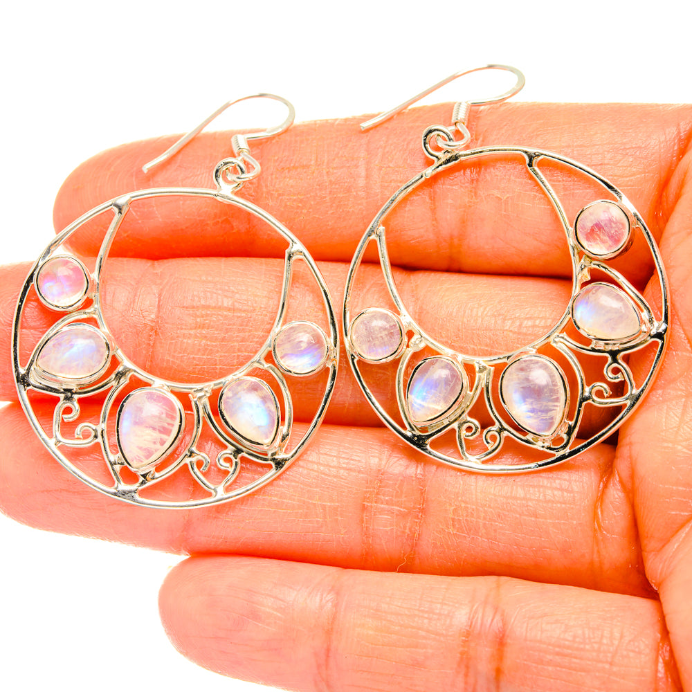 Rainbow Moonstone Earrings handcrafted by Anasilvercos - EARR427380