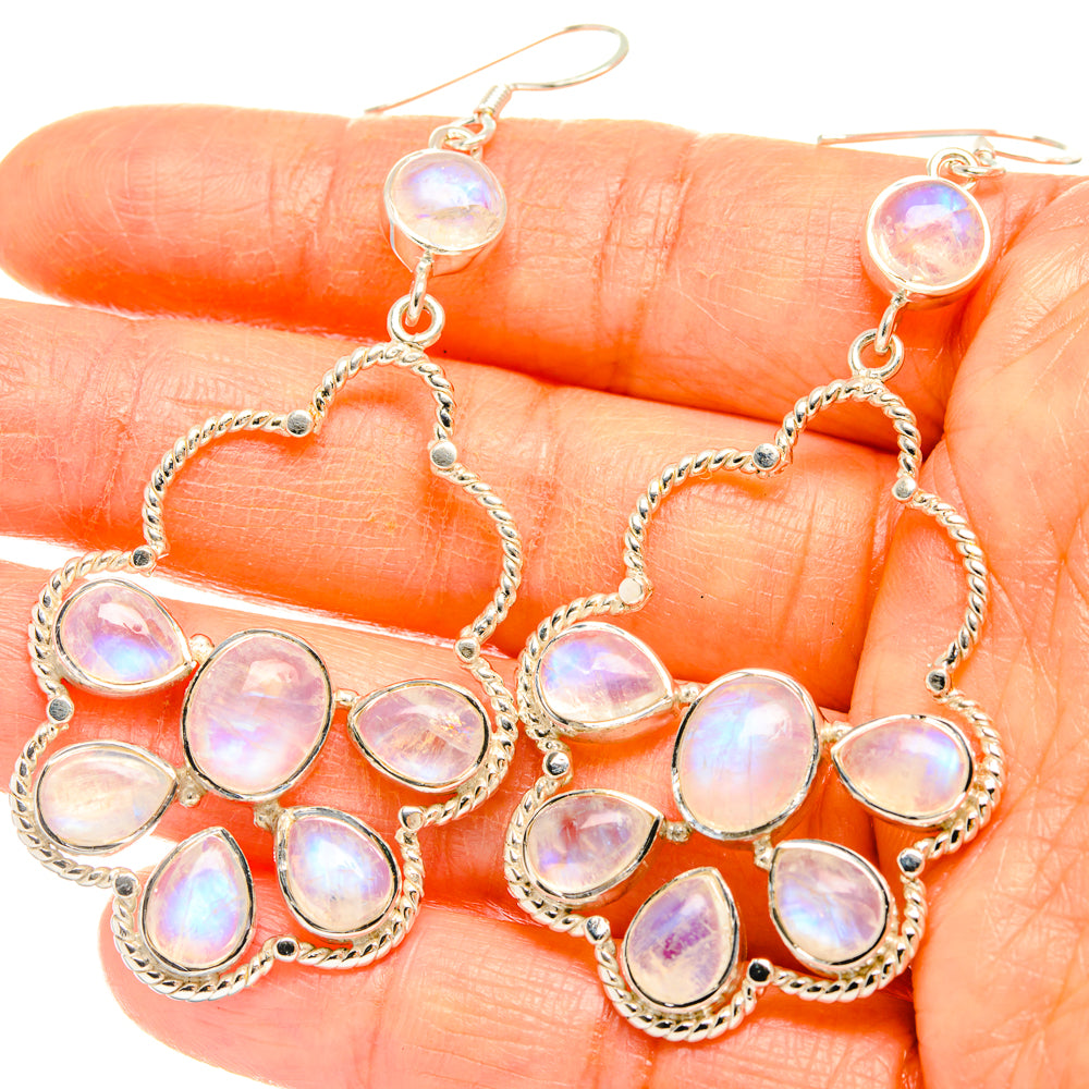 Rainbow Moonstone Earrings handcrafted by Anasilvercos - EARR427383