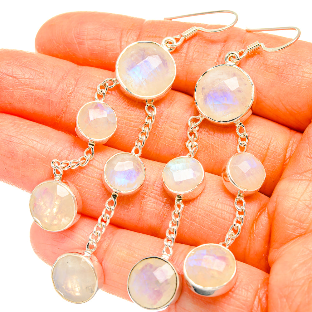 Rainbow Moonstone Earrings handcrafted by Anasilvercos - EARR427385