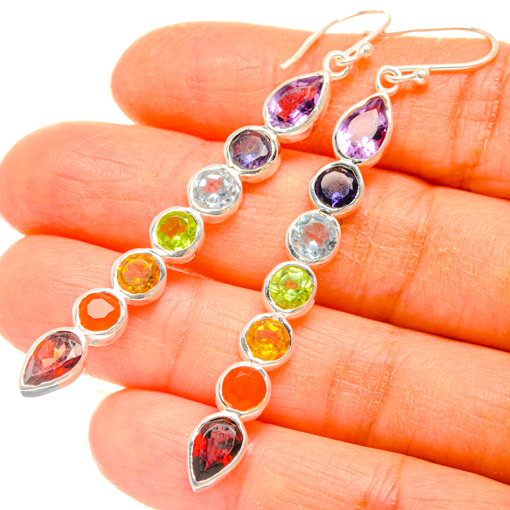 Rainbow Chakra Earrings handcrafted by Anasilvercos - EARR427478