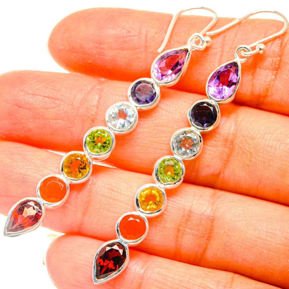 Rainbow Chakra Earrings handcrafted by Anasilvercos - EARR427516