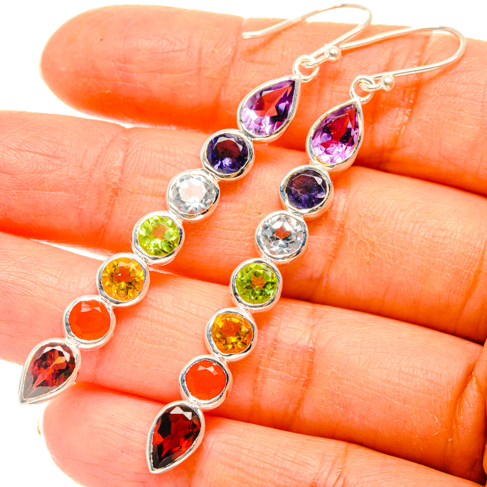 Rainbow Chakra Earrings handcrafted by Anasilvercos - EARR427531