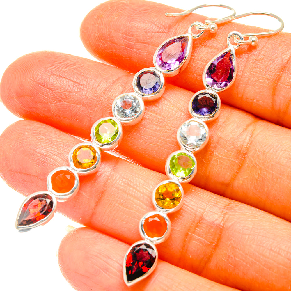 Rainbow Chakra Earrings handcrafted by Anasilvercos - EARR427578