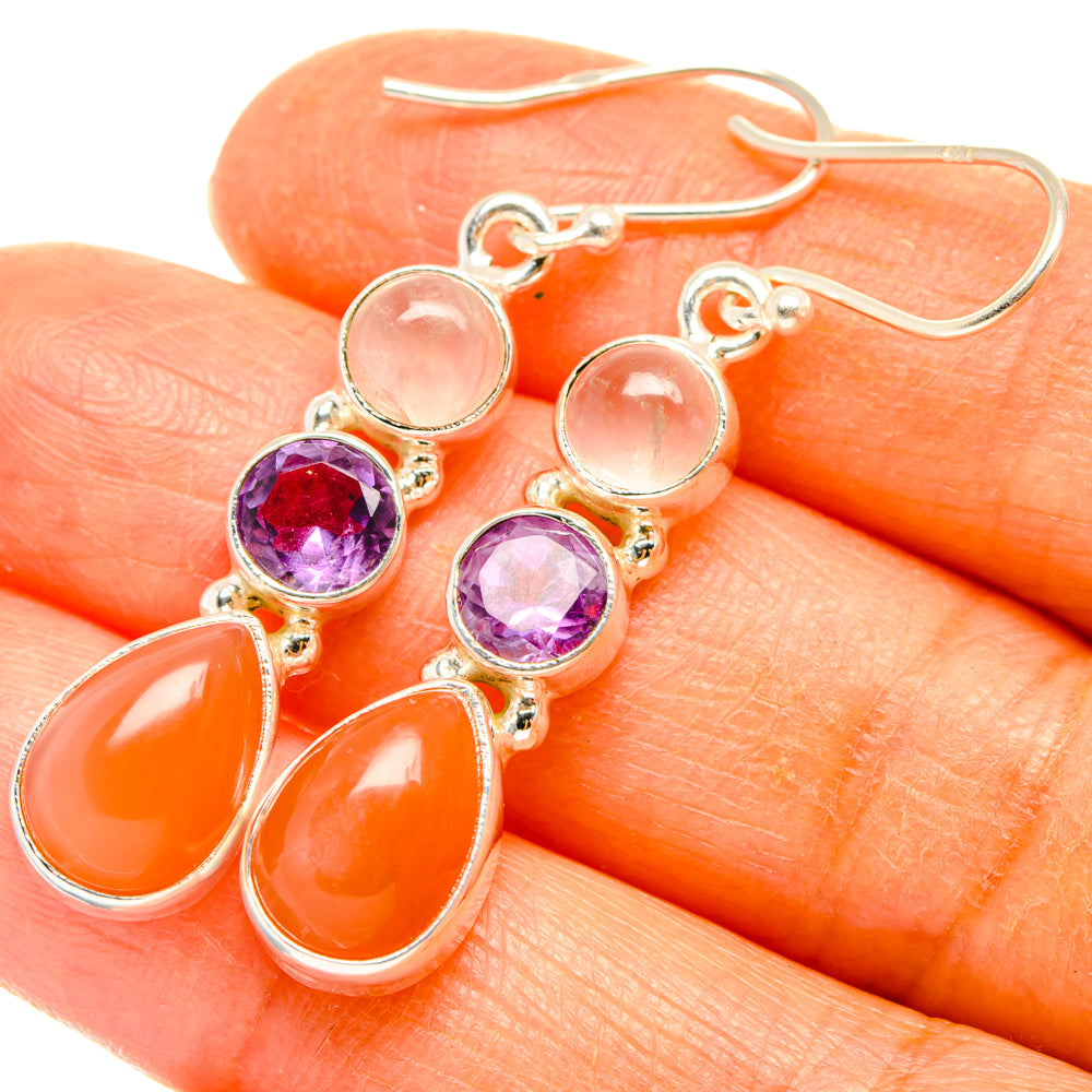 Peach Moonstone Earrings handcrafted by Anasilvercos - EARR427585