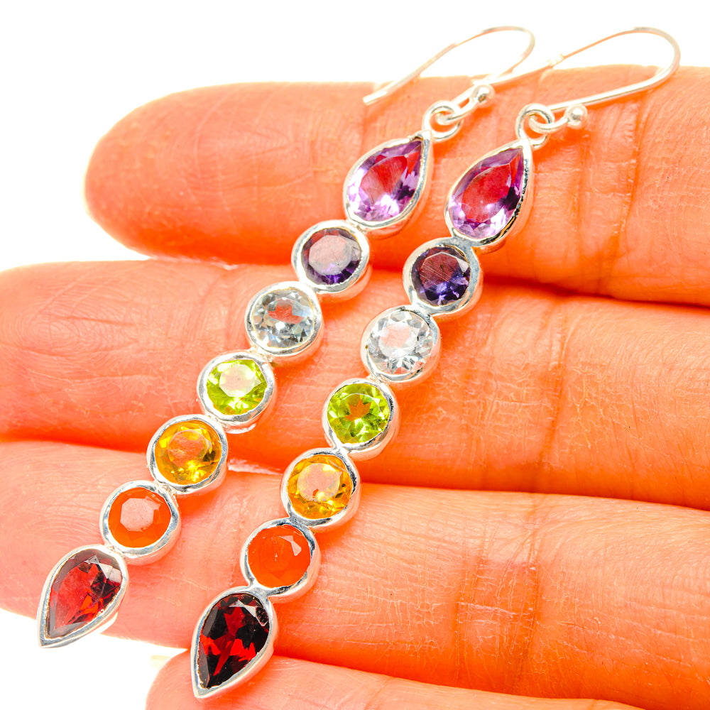 Rainbow Chakra Earrings handcrafted by Anasilvercos - EARR427675