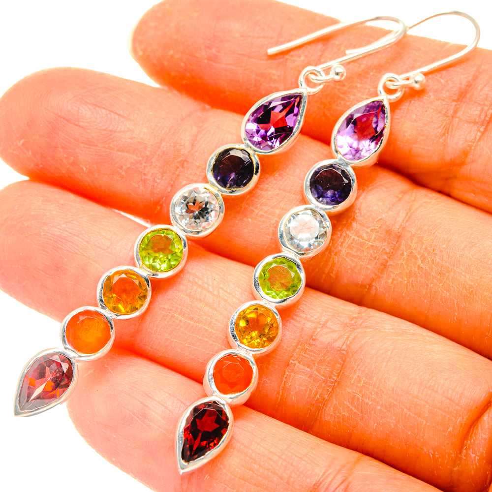 Rainbow Chakra Earrings handcrafted by Anasilvercos - EARR427701