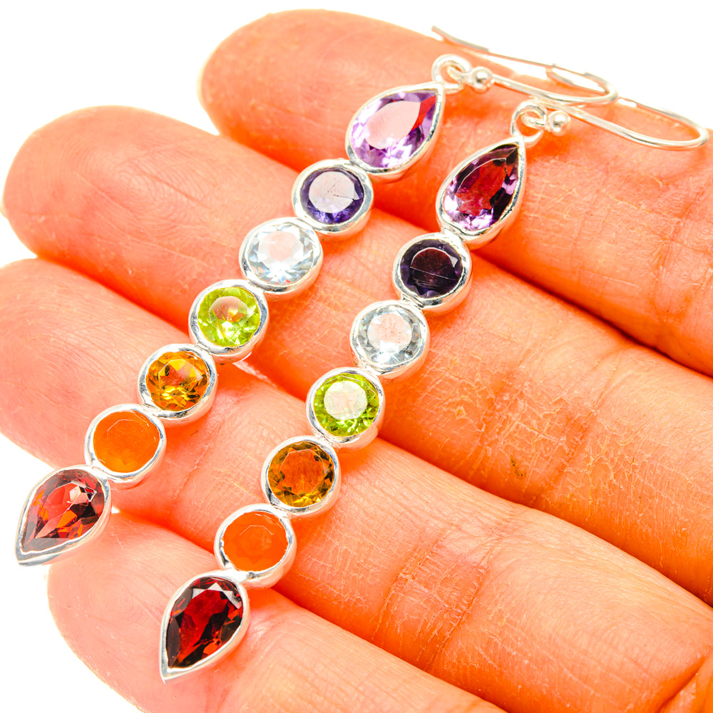 Rainbow Chakra Earrings handcrafted by Anasilvercos - EARR427708