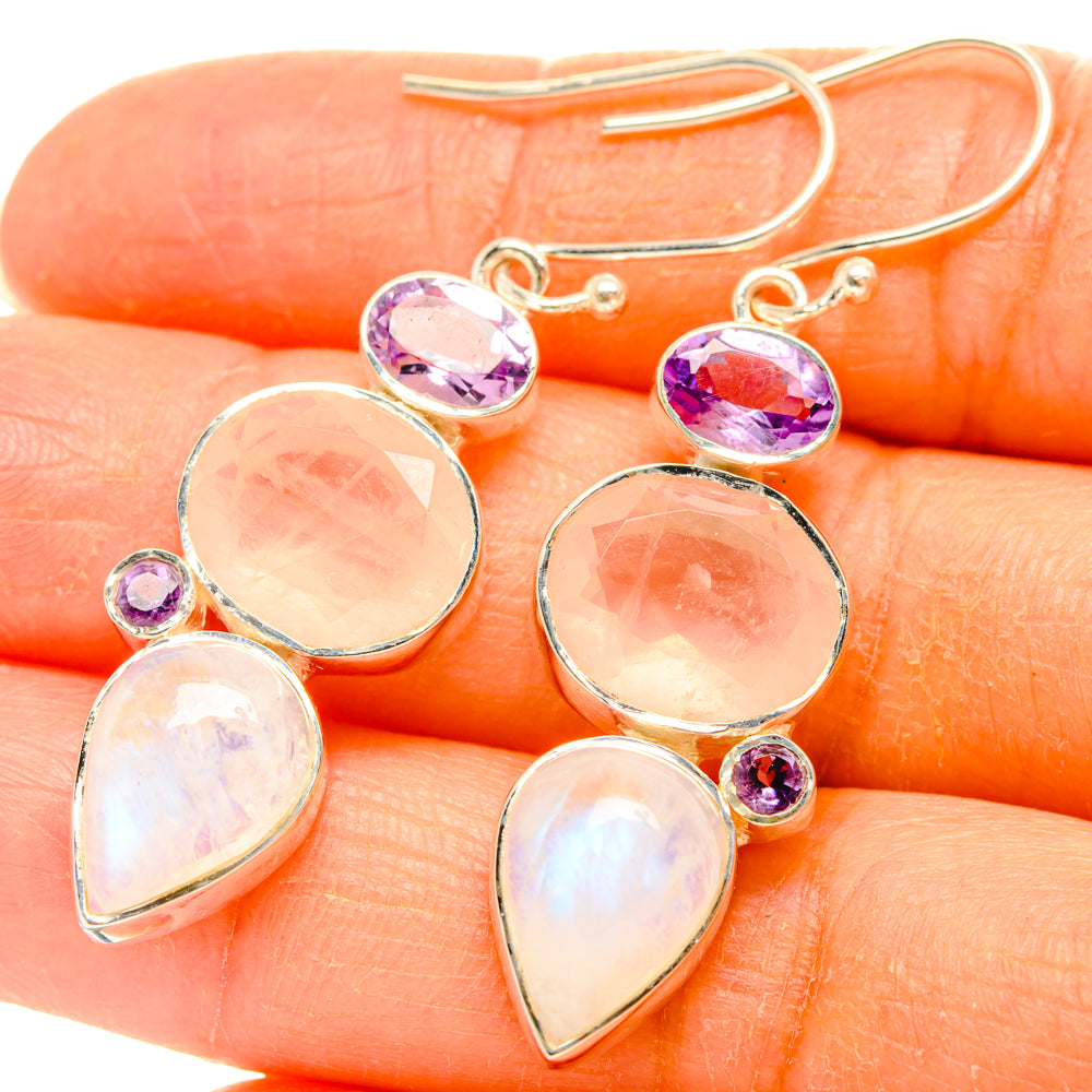 Rose Quartz Earrings handcrafted by Anasilvercos - EARR427795