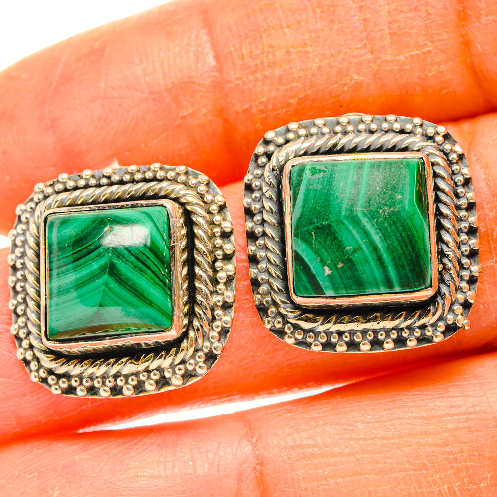 Malachite Earrings handcrafted by Anasilvercos - EARR427798