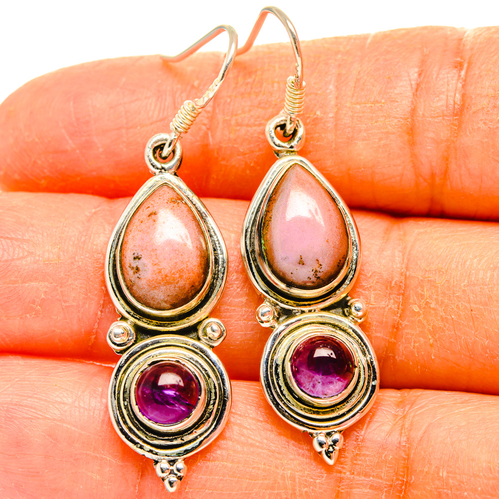 Rhodonite Earrings handcrafted by Anasilvercos - EARR427800