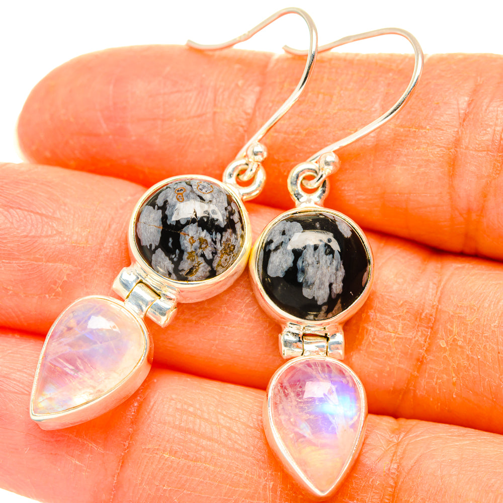 Snowflake Obsidian Earrings handcrafted by Anasilvercos - EARR427802