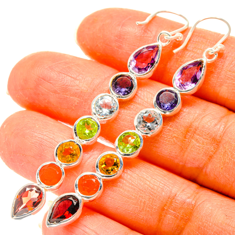 Rainbow Chakra Earrings handcrafted by Anasilvercos - EARR427805