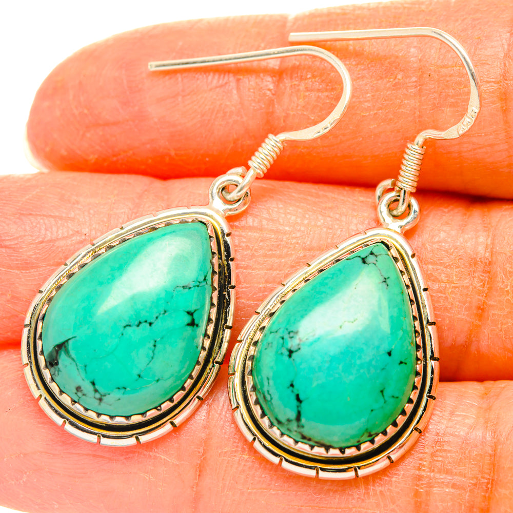 Tibetan Turquoise Earrings handcrafted by Anasilvercos - EARR427806