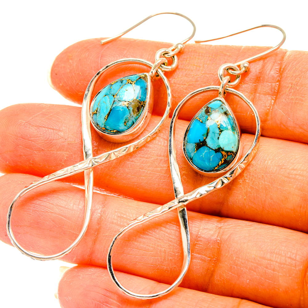 Blue Copper Composite Turquoise Earrings handcrafted by Anasilvercos - EARR427817