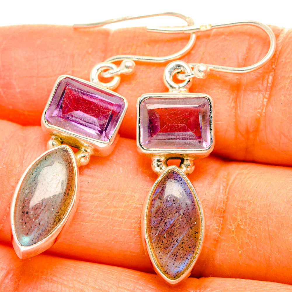 Rainbow Moonstone Earrings handcrafted by Anasilvercos - EARR427834