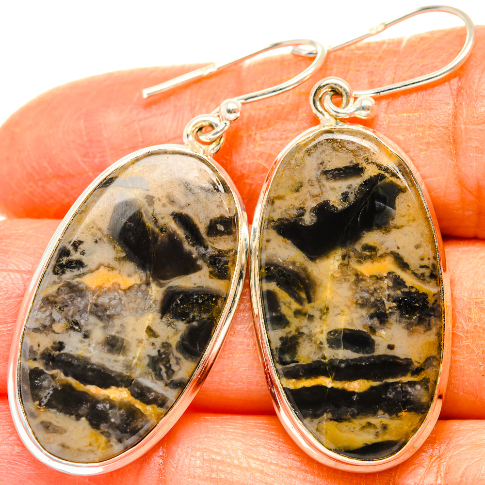 Tiger Dendrite Agate Earrings handcrafted by Anasilvercos - EARR427844