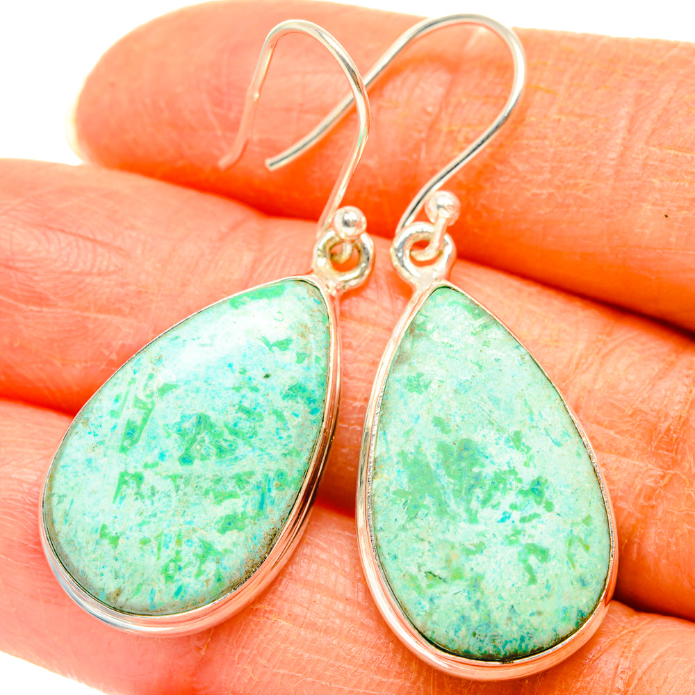 Peruvian Chrysocolla Earrings handcrafted by Anasilvercos - EARR427866