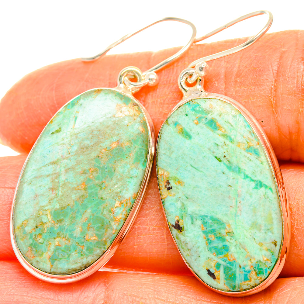 Peruvian Chrysocolla Earrings handcrafted by Anasilvercos - EARR427915