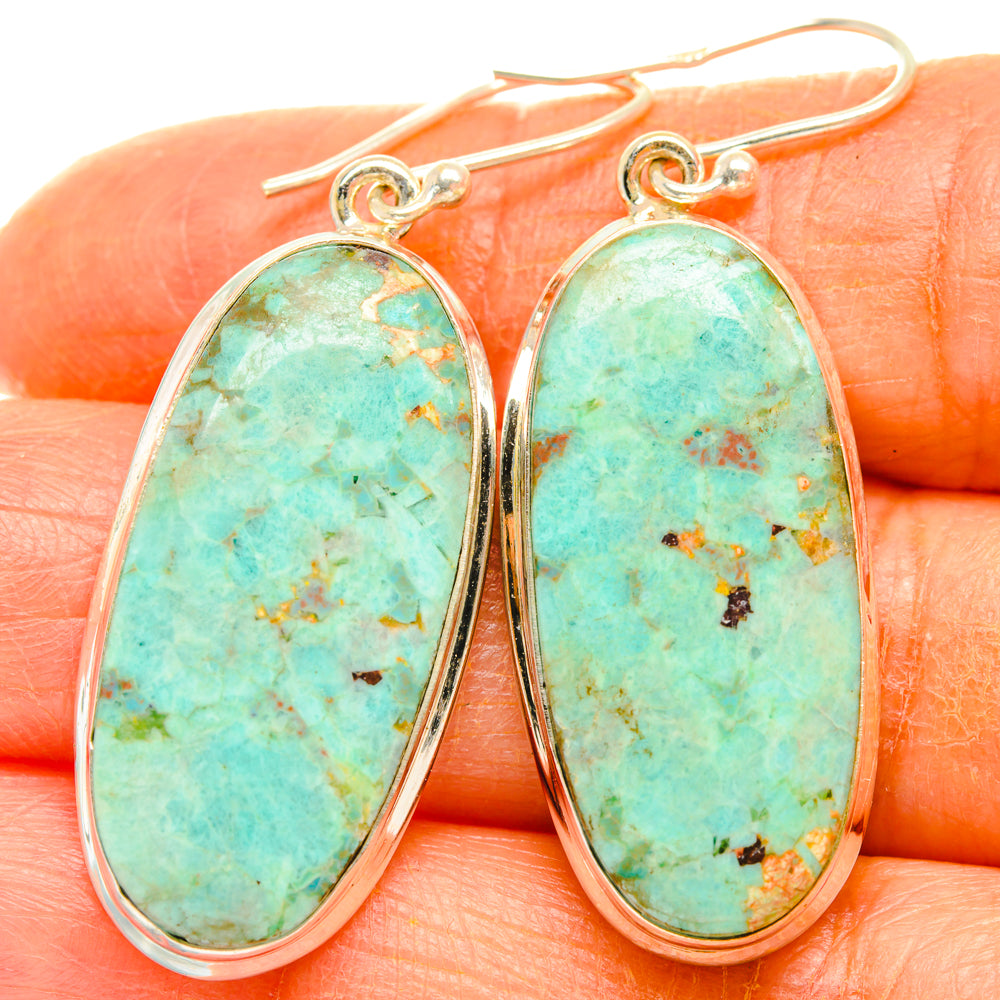 Peruvian Chrysocolla Earrings handcrafted by Anasilvercos - EARR427930