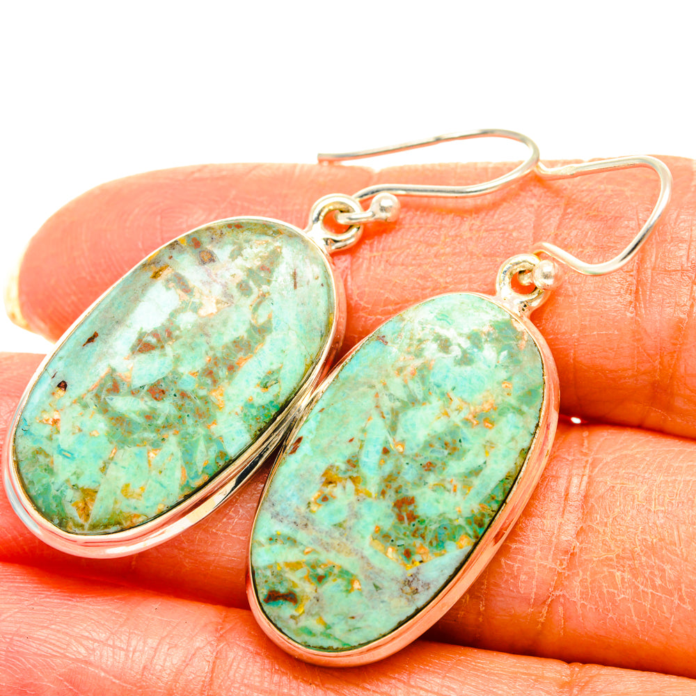 Peruvian Chrysocolla Earrings handcrafted by Anasilvercos - EARR427939