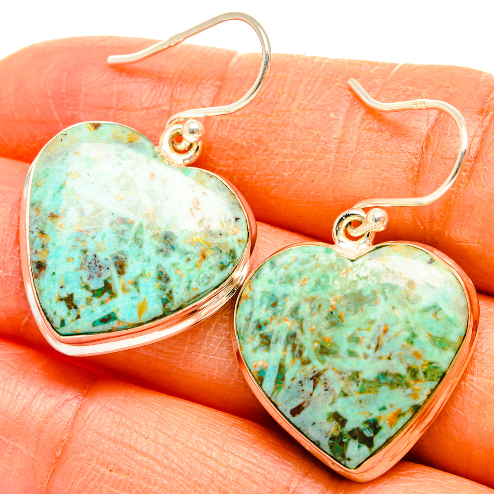 Peruvian Chrysocolla Earrings handcrafted by Anasilvercos - EARR427942