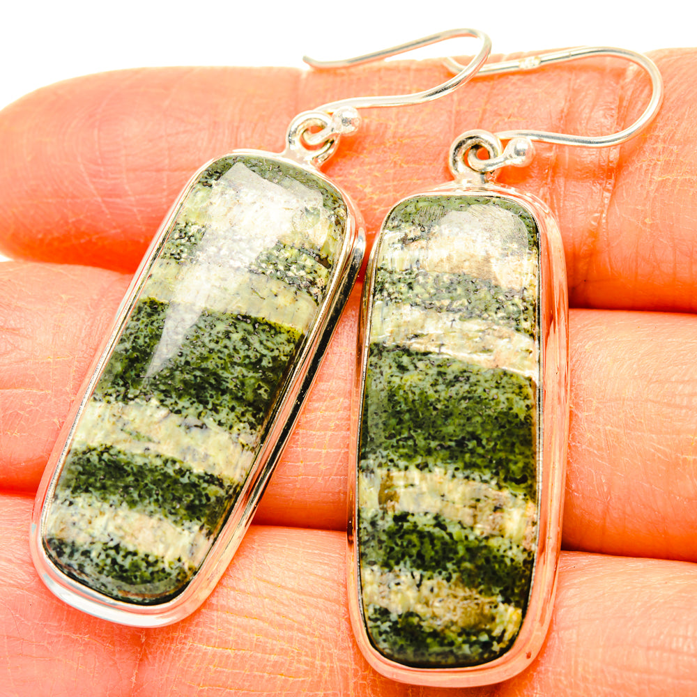 Green Vein Jasper Earrings handcrafted by Anasilvercos - EARR428018