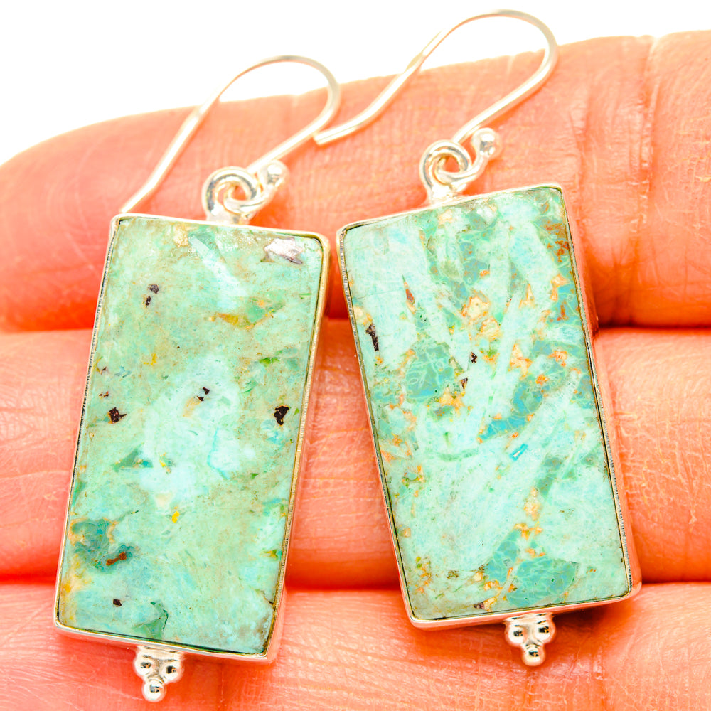 Peruvian Chrysocolla Earrings handcrafted by Anasilvercos - EARR428043