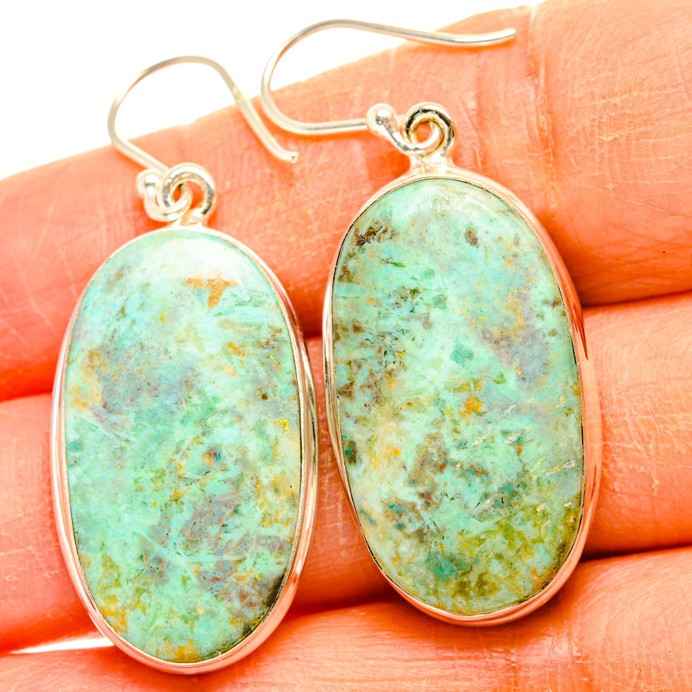 Peruvian Chrysocolla Earrings handcrafted by Anasilvercos - EARR428065