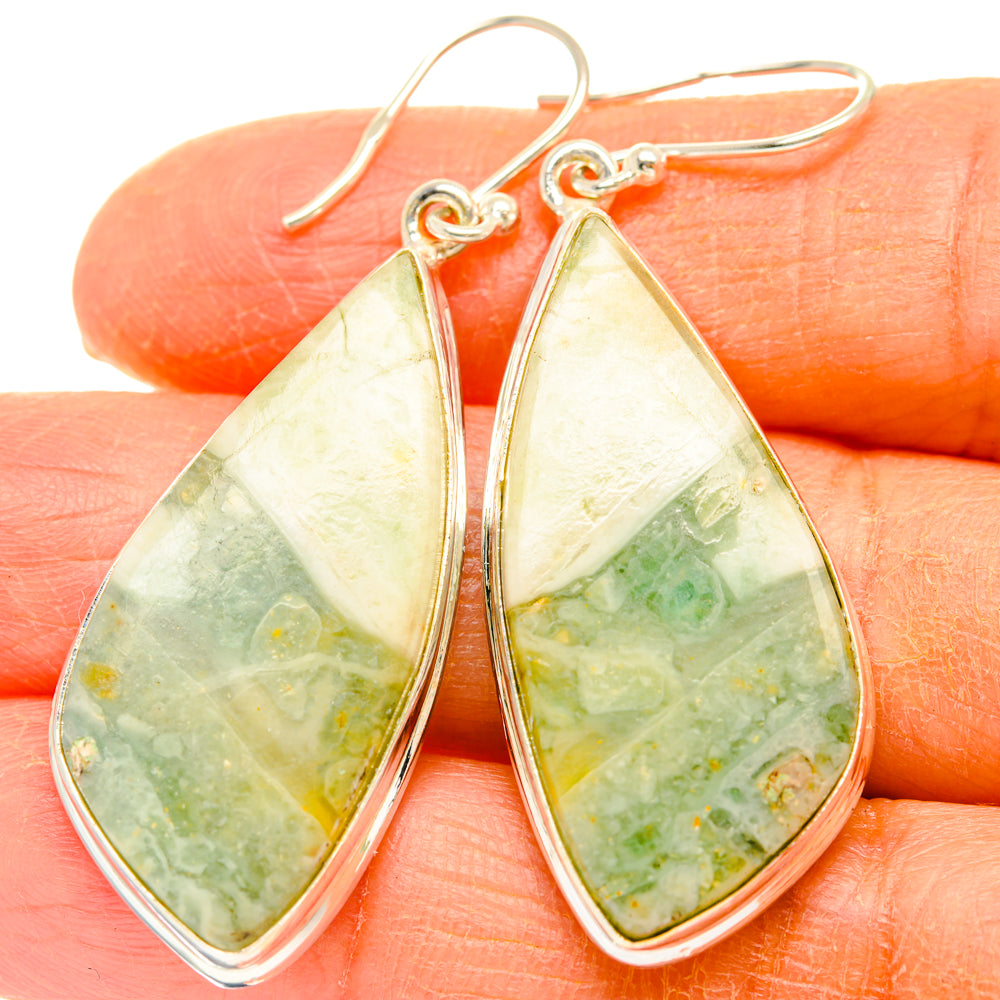 Peruvian Chrysocolla Earrings handcrafted by Anasilvercos - EARR428077