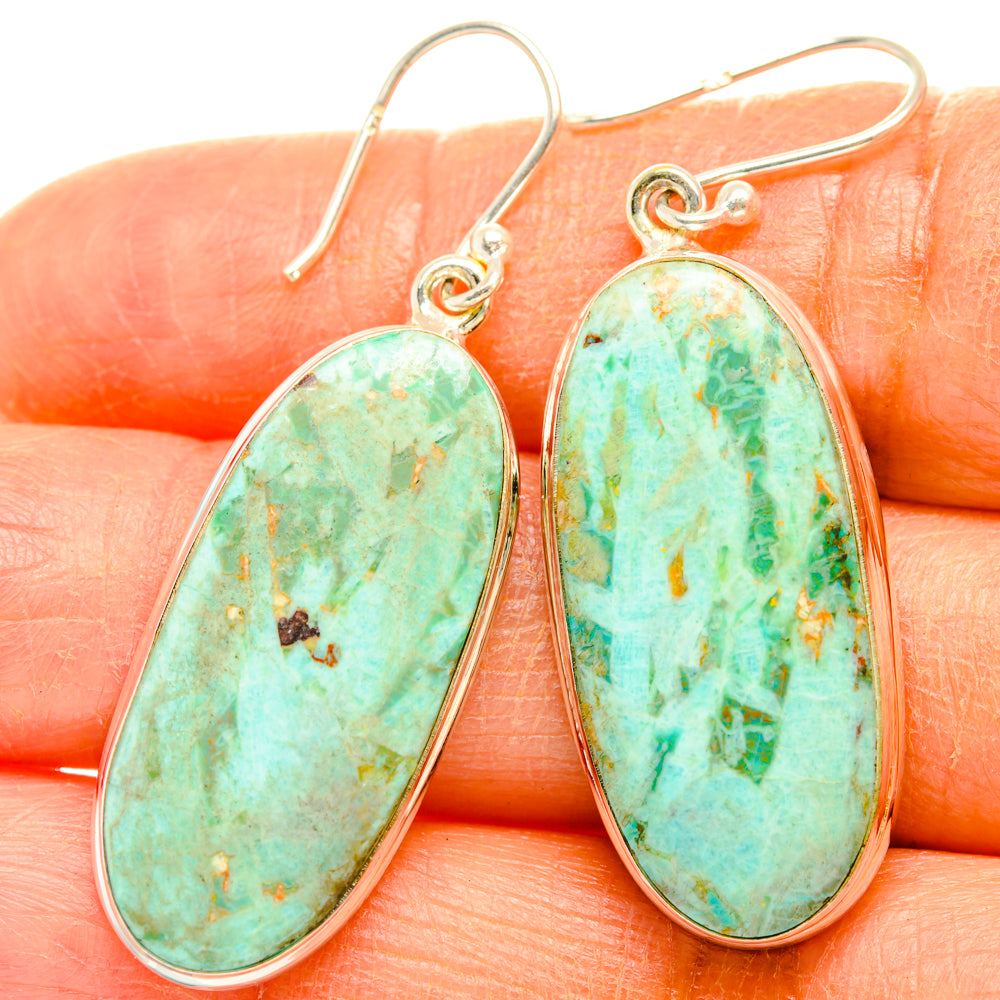Peruvian Chrysocolla Earrings handcrafted by Anasilvercos - EARR428098