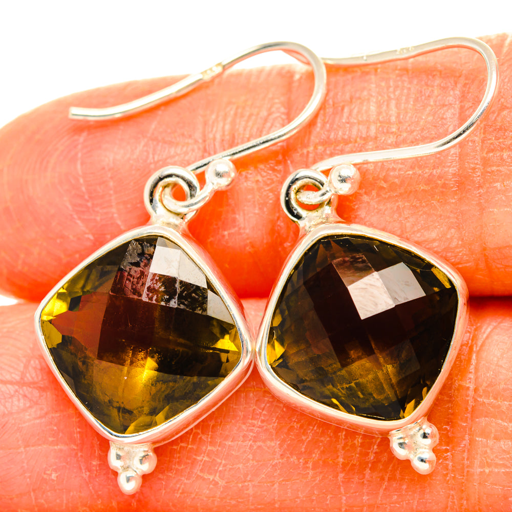 Olive Quartz Earrings handcrafted by Anasilvercos - EARR428151