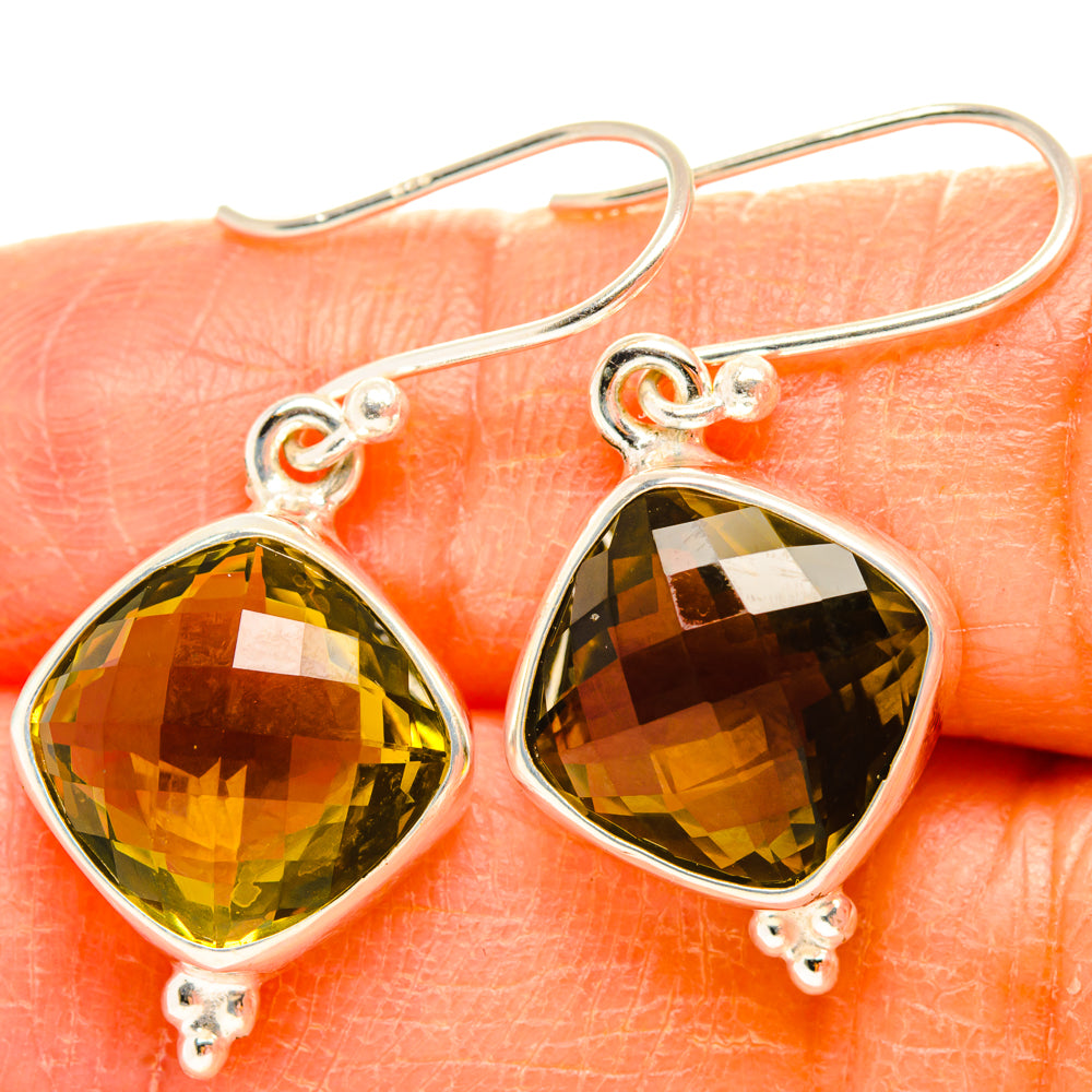 Olive Quartz Earrings handcrafted by Anasilvercos - EARR428159