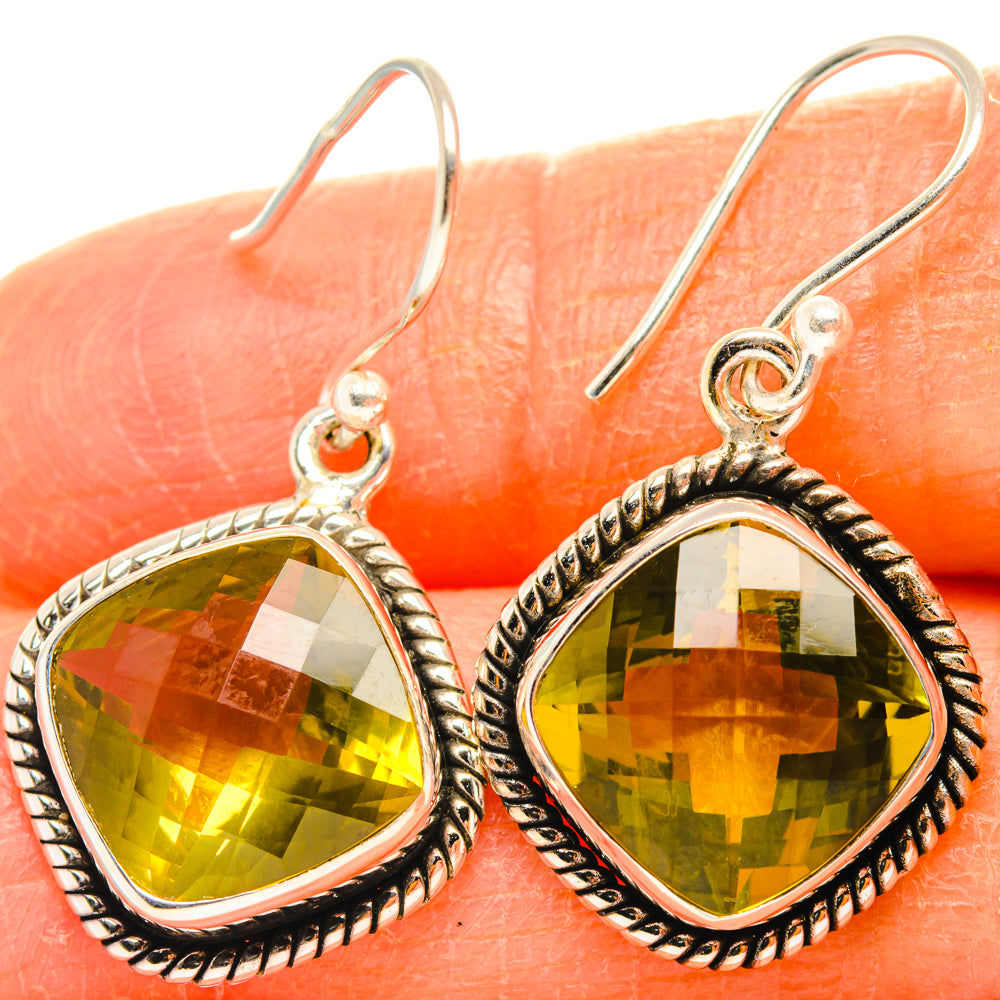 Lemon Quartz Earrings handcrafted by Anasilvercos - EARR428163