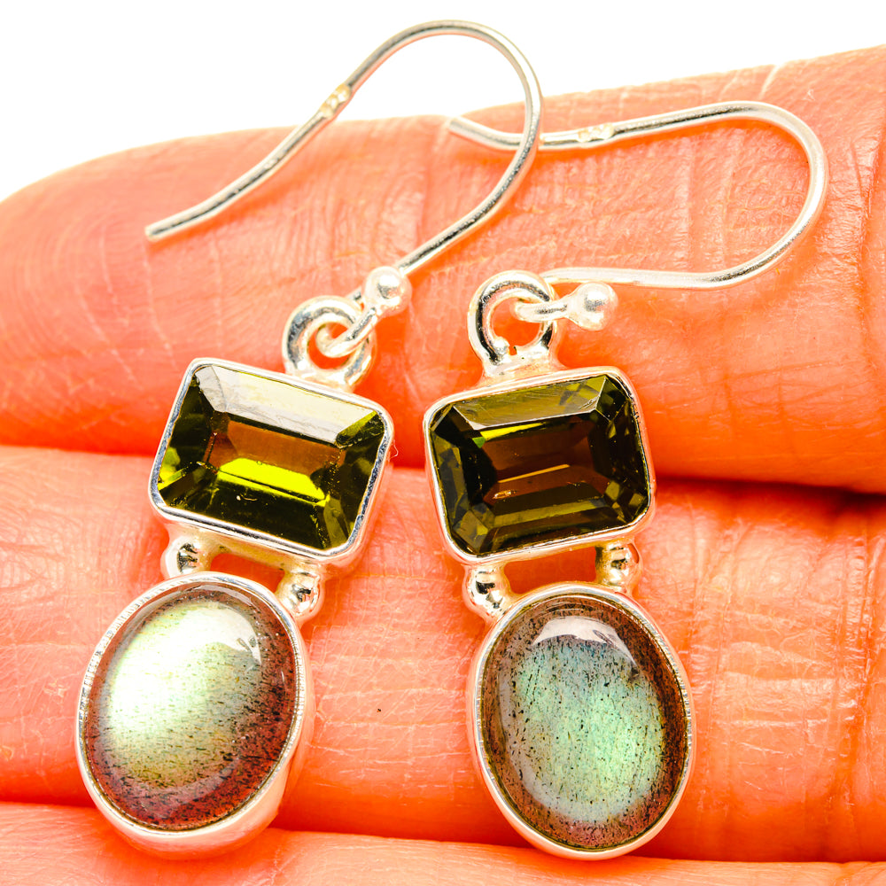 Labradorite, Green Tourmaline Earrings handcrafted by Anasilvercos - EARR428164