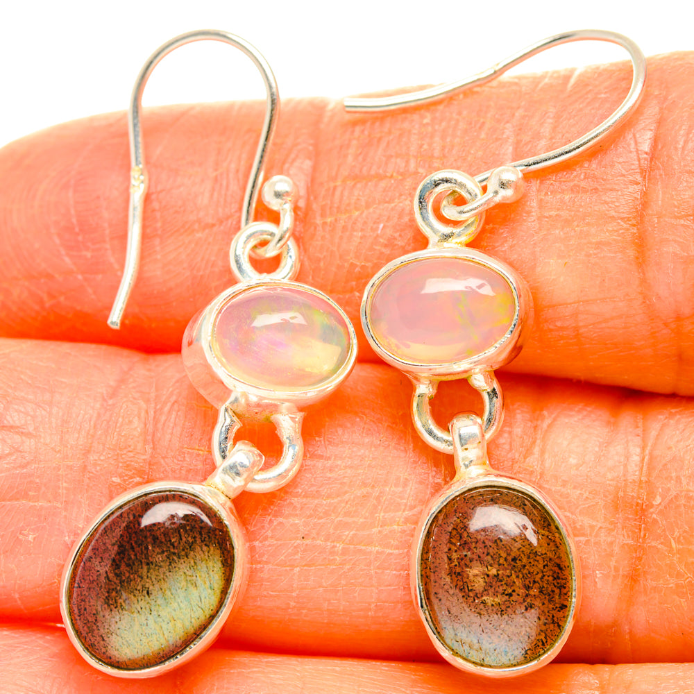 Labradorite, Ethiopian Opal Earrings handcrafted by Anasilvercos - EARR428165