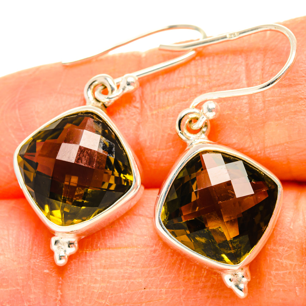 Olive Quartz Earrings handcrafted by Anasilvercos - EARR428168