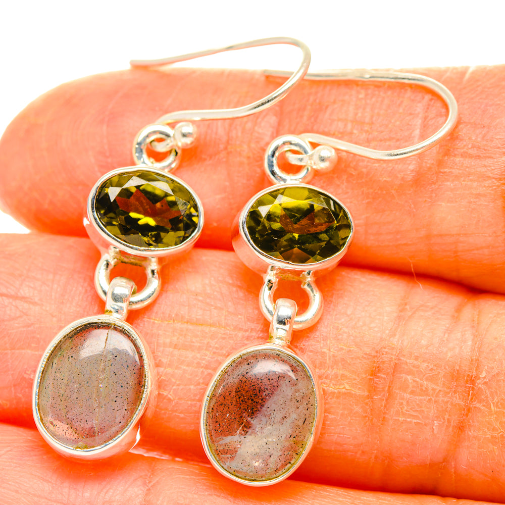 Labradorite, Green Tourmaline Earrings handcrafted by Anasilvercos - EARR428169