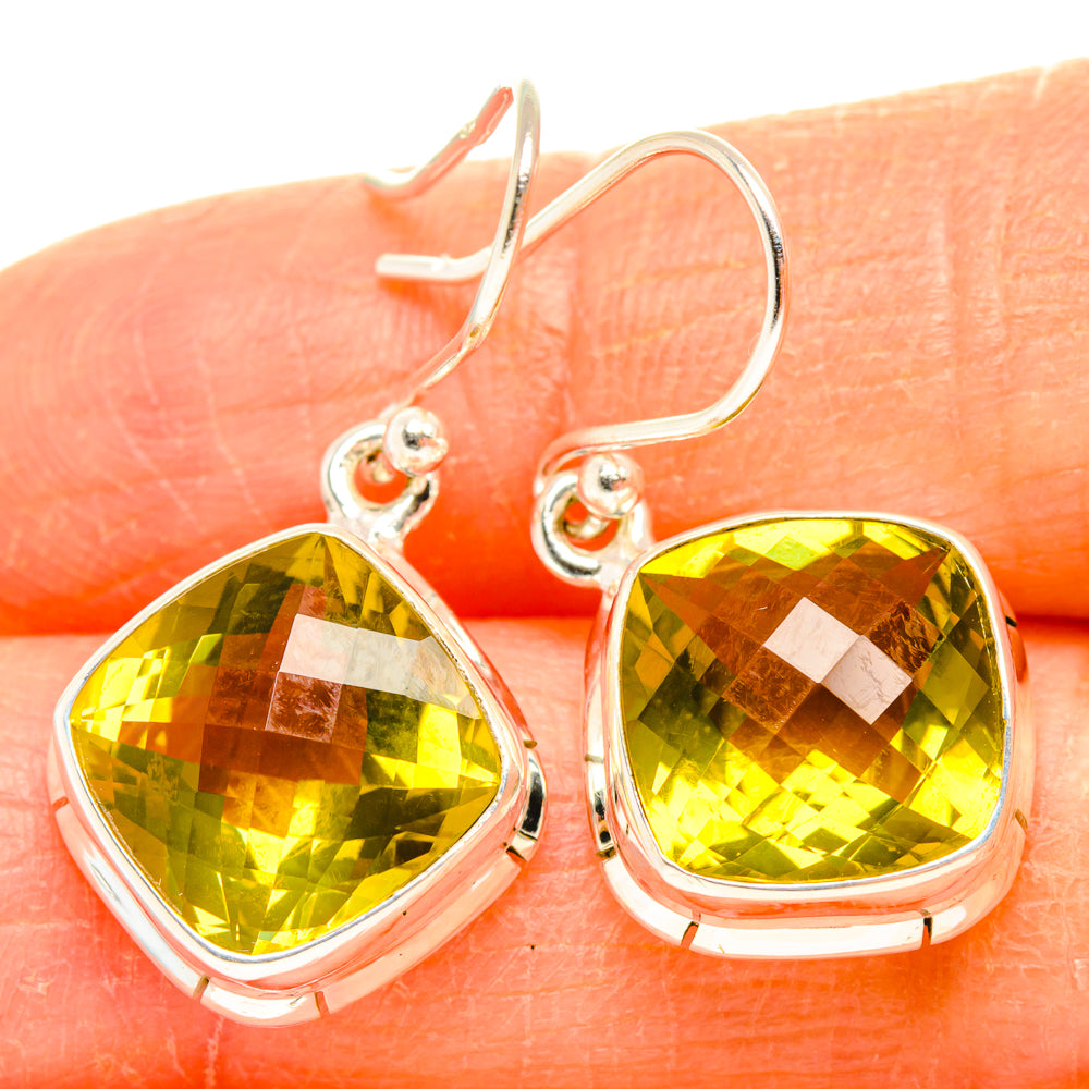 Lemon Quartz Earrings handcrafted by Anasilvercos - EARR428175